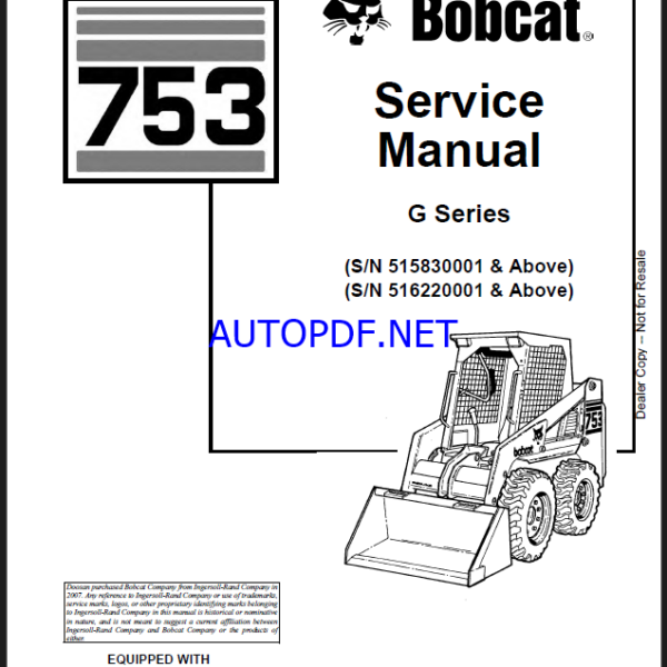 Bobcat 753 Loader Service Manual (6900976) (SN 515830001-515899999)
