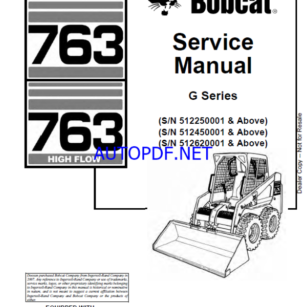 Bobcat 763 Loader Service Manual (6900977) (SN 512450001-512499999)