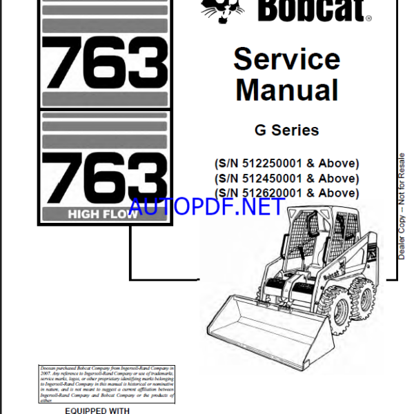 Bobcat 763 Loader Service Manual (6900977) (SN 512620001-512699999)