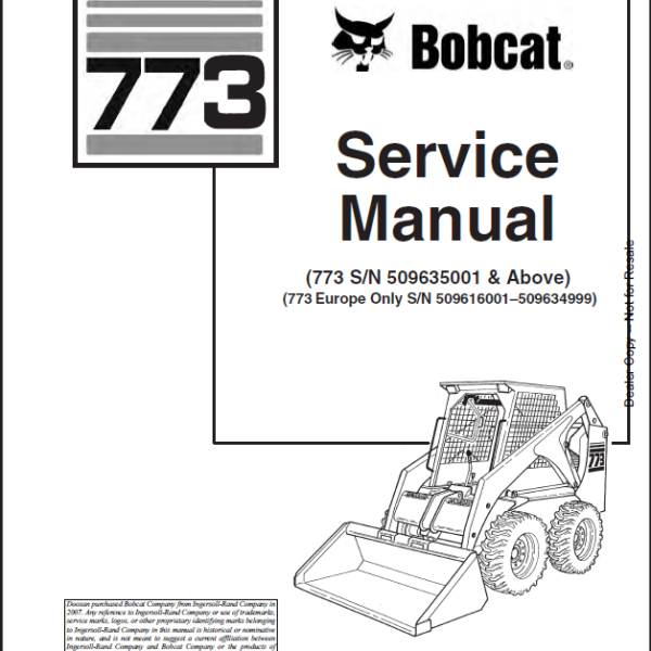 Bobcat 773 Loader Service Manual (6900092) (SN 509635001-509699999)