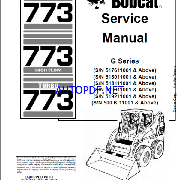 Bobcat 773 Loader Service Manual (6900834) (SN 517611001-517625000)