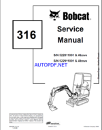 Bobcat 316 Excavator Service Manual (6902285) (SN 522911001-522999999)