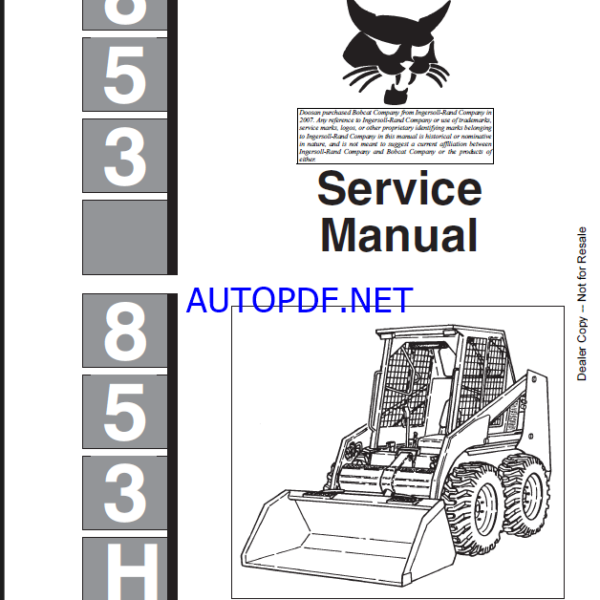 Bobcat 853 Loader Service Manual (6724012) (SN 512811001-512899999)
