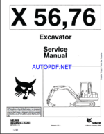 Bobcat 76 Excavator Service Manual (6570475) (SN 504811001-504811999)