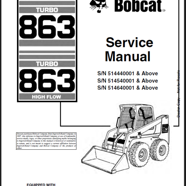 Bobcat 863 Loader Service Manual (6900942) (SN 514440001-514499999)