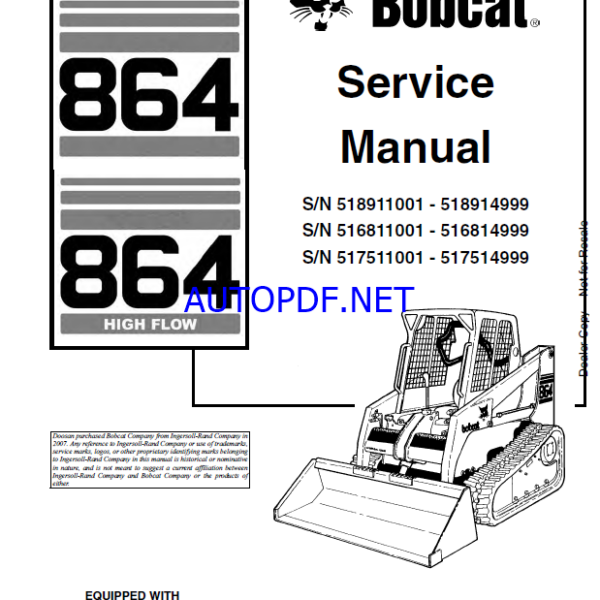 Bobcat 864 Loader Service Manual (6900945) (SN 517511001-517514999)