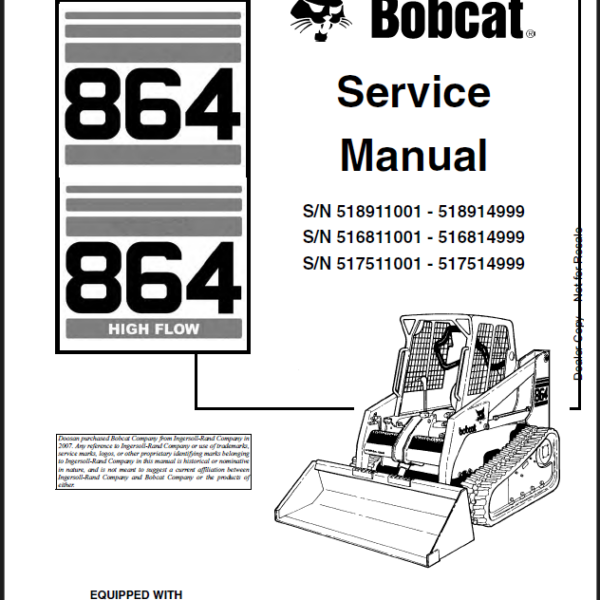 Bobcat 864 Loader Service Manual (6900945) (SN 518911001-518914999)