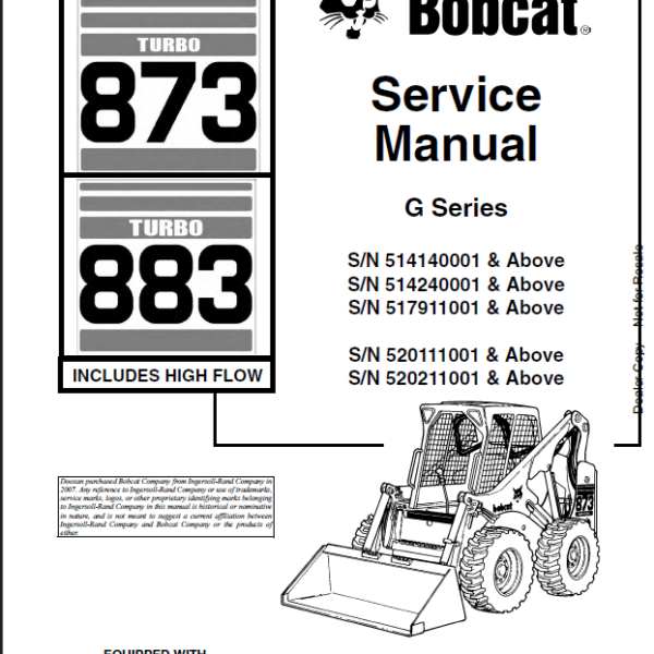 Bobcat 883 Loader Service Manual (6900847) (SN 520111001-520199999)