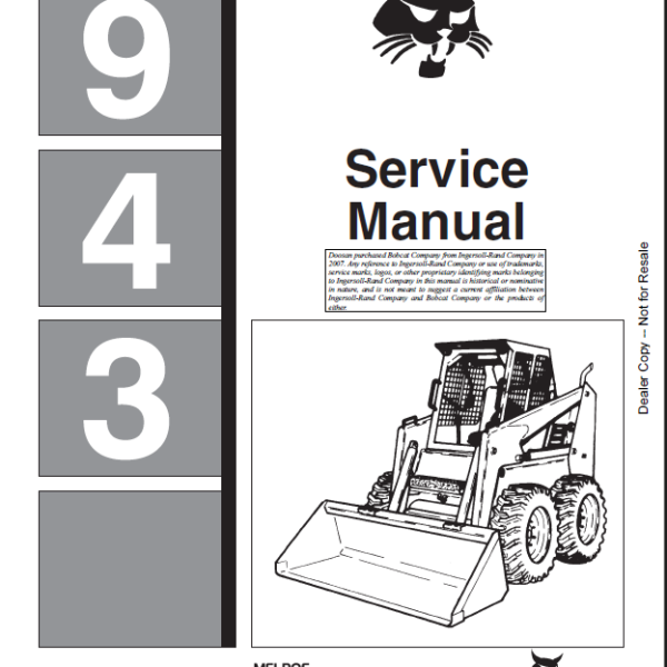 Bobcat 943 Loader Service Manual (6570008) (SN 503312001-503399999)