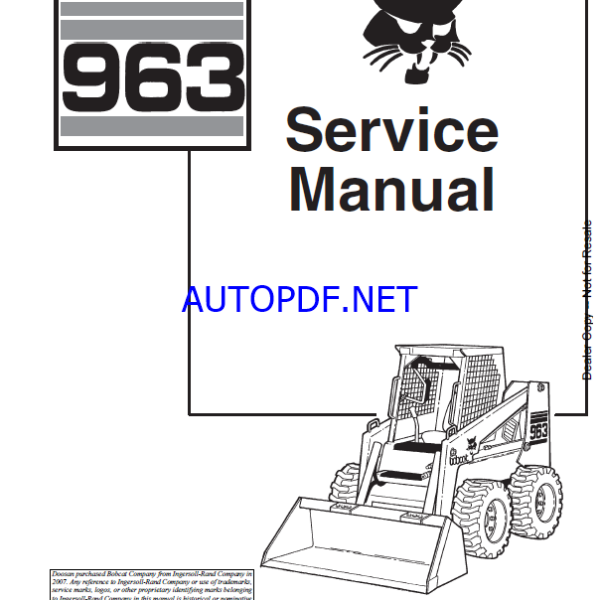 Bobcat 963 Loader Service Manual (6724545) (SN 516511001-516514999)