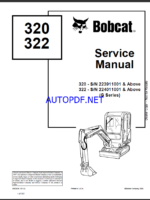 Bobcat 320 Excavator Service Manual (6902668) (SN 223911001-223999999)