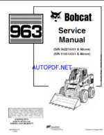 Bobcat 963 Loader Service Manual (6900988) (SN 516515001-516599999)