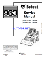 Bobcat 963 Loader Service Manual (6900988) (SN 562215001-562299999)