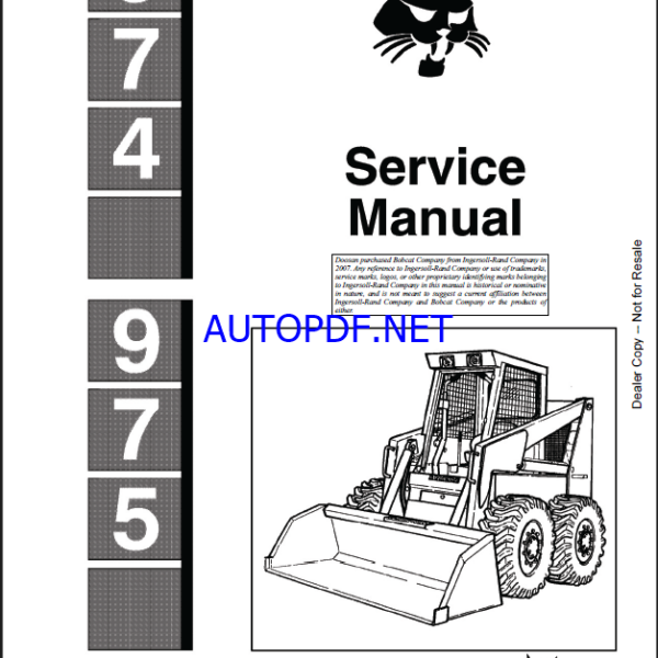 Bobcat 974 - 975 Loader Service Manual (6556214) (SN 496312001-496399999)