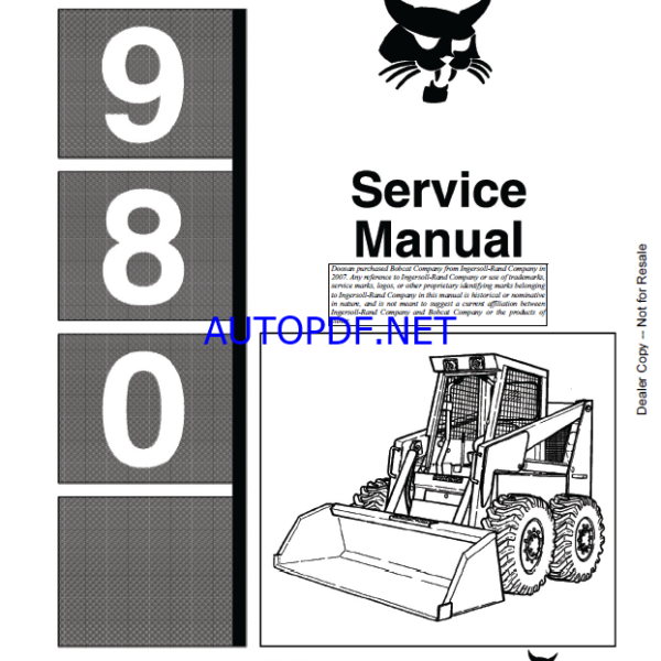 Bobcat 980 Loader Service Manual (6570341) (SN 505311001-505399999)