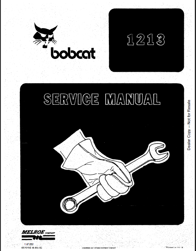 Bobcat 1213 Loader Service Manual (6570156) (SN 503411001-503499999)