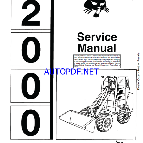 Bobcat 2000 Loader Articulated Service Manual (6566180) (SN 502111001-502199999)