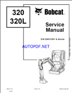 Bobcat 320 Excavator Service Manual (6903818) (SN 224511001-224599999)