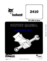 Bobcat 2410 Loader Articulated Service Manual (6722327) (SN 509213001-509299999)