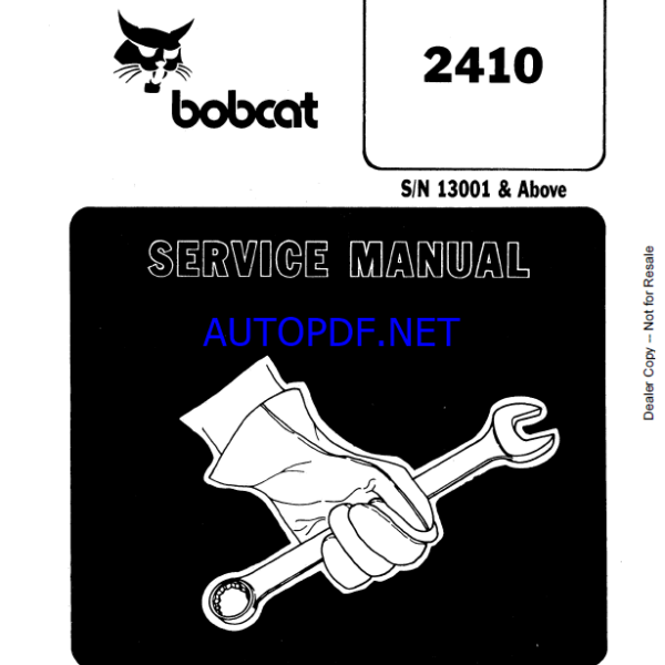 Bobcat 2410 Loader Articulated Service Manual (6722327) (SN 509213001-509299999)