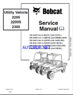 Bobcat 2300 Utility Vehicle Service Manual (6904893) (SN A59W11001-A59W99999)