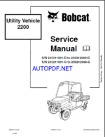 Bobcat 2200 Utility Vehicle Service Manual (6903129) (SN 235311001-235312999)