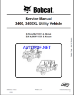 Bobcat 3400XL Utility Vehicle Service Manual (6989606) (SN AJNW11001-AJNW99999)