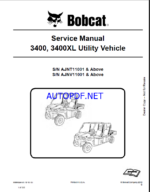 Bobcat 3400XL Utility Vehicle Service Manual (6989602) (SN AJNV11001-AJNV99999)