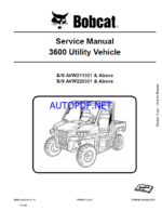 Bobcat 3600 Utility Vehicle Service Manual (6990371) (SN AVW211001-AVW299999)