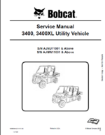 Bobcat 3400 Utility Vehicle Service Manual (6989606) (SN AJNU11001-AJNU99999)