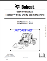 Bobcat 5600 Toolcat™ Utility Work Machine Service Manual (6904209) (SN A00311001-A00399999)