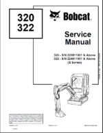 Bobcat 322 Excavator Service Manual (6902668) (SN 224011001-224099999)