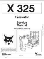 Bobcat 325 Excavator Service Manual (6722849) (SN 511820001-511899999)