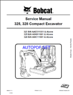 Bobcat 325 Excavator Service Manual (6986940) (SN A9K011001-A9K099999)