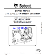 Bobcat 331 Excavator Service Manual (6986943) (SN AACS11001-AACS99999)