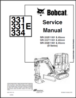 Bobcat 334 Excavator Service Manual (6901139) (SN 232611001-232699999)