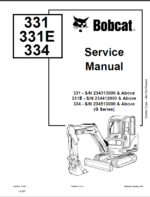 Bobcat 334 Excavator Service Manual (6903830) (SN 234513000-234599999)