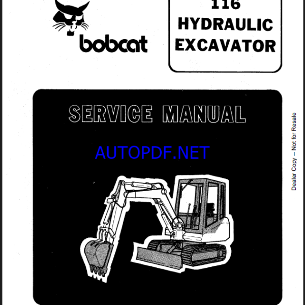 Bobcat 116 Excavator Service Manual (6570484) (SN 505011001-505011999)