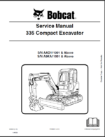 Bobcat 335 Excavator Service Manual (6986949) (SN A9KA11001-A9KA99999)