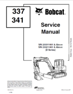 Bobcat 337 Excavator Service Manual (6901080) (SN 233311001-233399999)