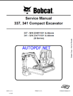 Bobcat 337 Excavator Service Manual (6902741) (SN 234611001-234699999)