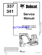 Bobcat 341 Excavator Service Manual (6901080) (SN 233211001-233299999)