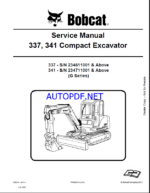 Bobcat 341 Excavator Service Manual (6902741) (SN 234711001-234799999)