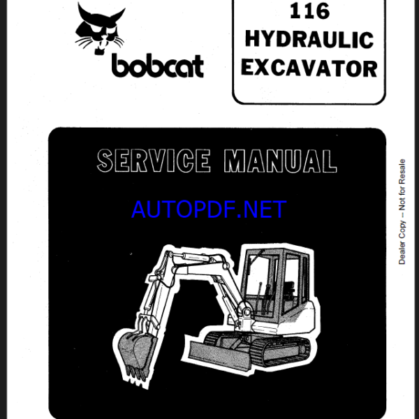 Bobcat 116 Excavator Service Manual (6570484) (SN 505012001-505099999)