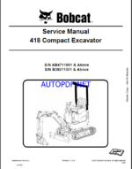 Bobcat 418 Excavator Service Manual (6986853) (SN AB4711000-AB4799999)