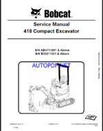 Bobcat 418 Excavator Service Manual (6986853) (SN B39211000-B39299999)