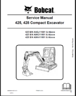 Bobcat 425 Excavator Service Manual (6986952) (SN AACJ11001-AACJ99999)