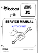 Bobcat 119 Excavator Service Manual (6570547) (SN 505411001-505499999)