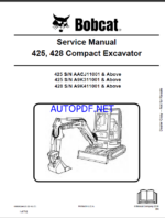 Bobcat 428 Excavator Service Manual (6986952) (SN A9K411001-A9K499999)