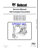 Bobcat 430 Excavator Service Manual (6902318) (SN 562511001-562599999)